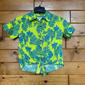 Style & Co Hawaiian Green and Blue Floral Shirt